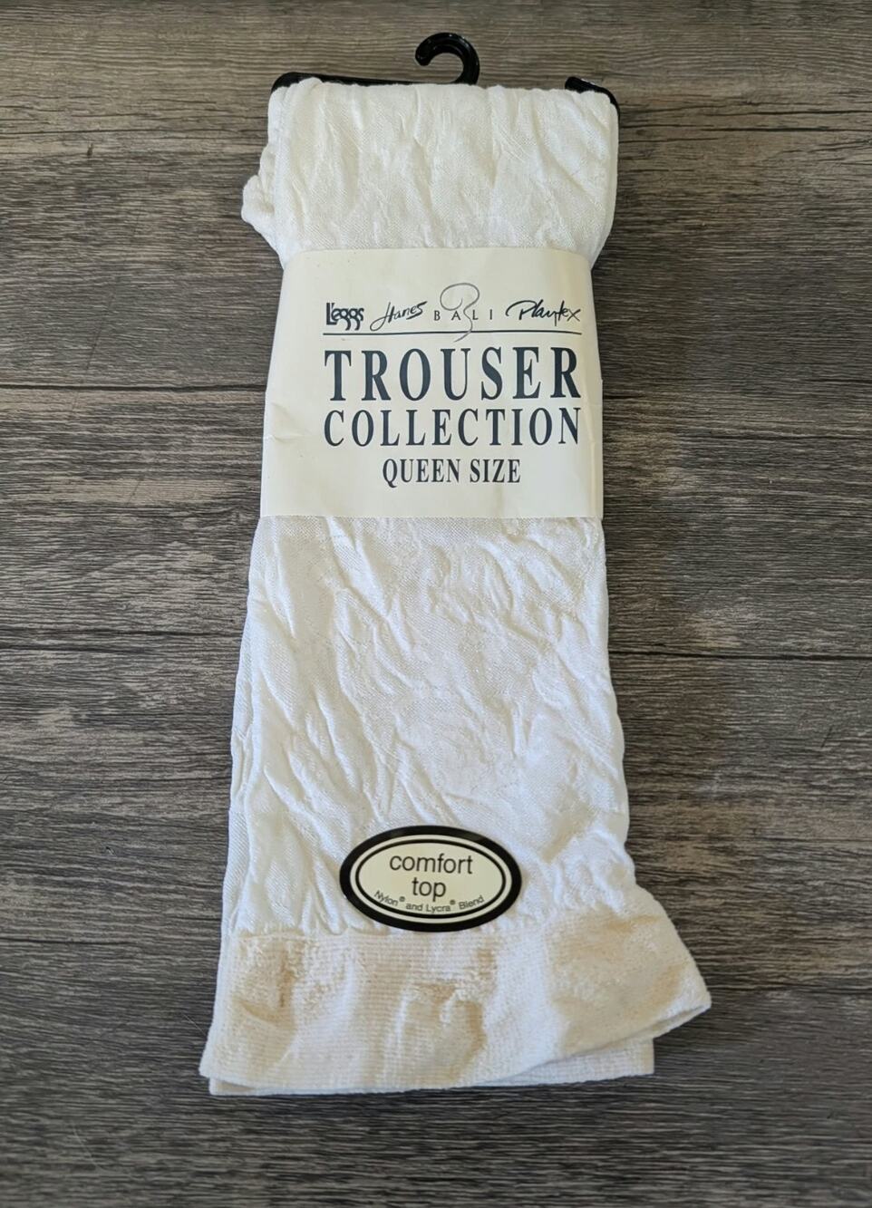 Womens Vintage Floral Nylon Lyrca Ivory Trouser Socks Hosiery Queen Size